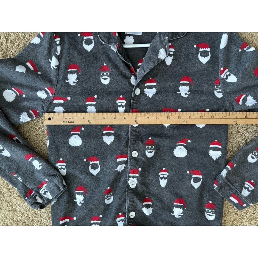 Pottery Barn Teen Santa Print Button Down Pajama Top Only Size Small Boy Or Girl